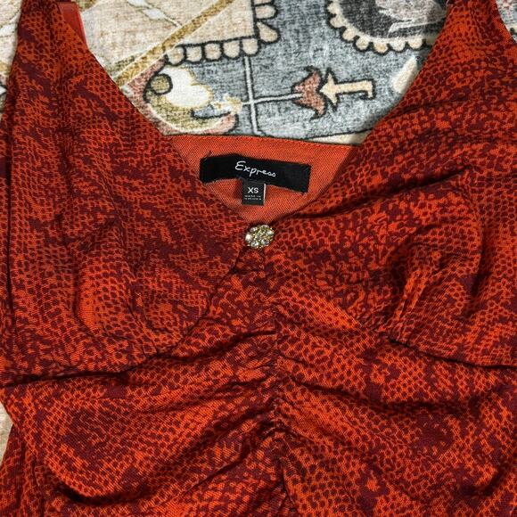 Vintage Express Tank Tops Y2k Snake Print Date Night Ruched Lot of Two Tanks XS - Picture 4 of 16